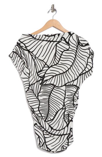 Renee C Cowl Neck Cap Sleeve Top In Black
