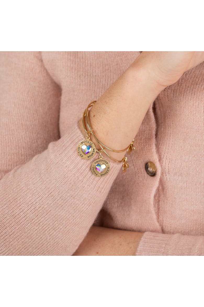 Mother Daughter Charm Bangles, Set of 2, Alternate, color, Gold