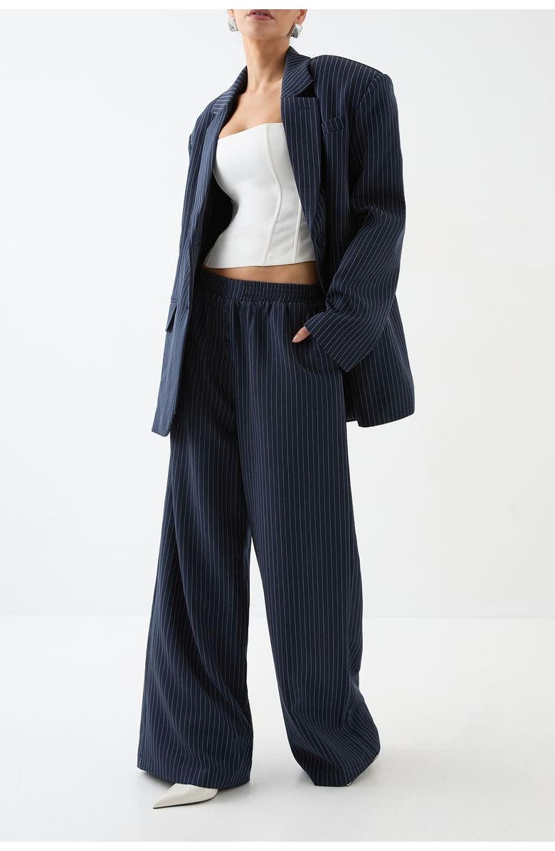 MissPap Premium Pinstripe Oversized Blazer, Alternate, color, Navy