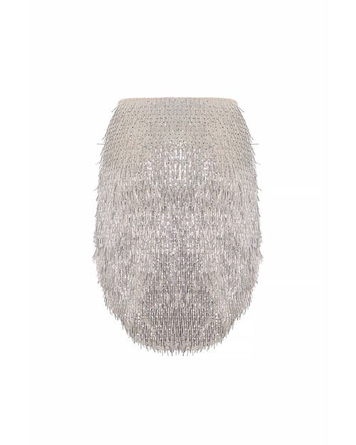 Theo The Label Kleio Sequin Skirt In Gray
