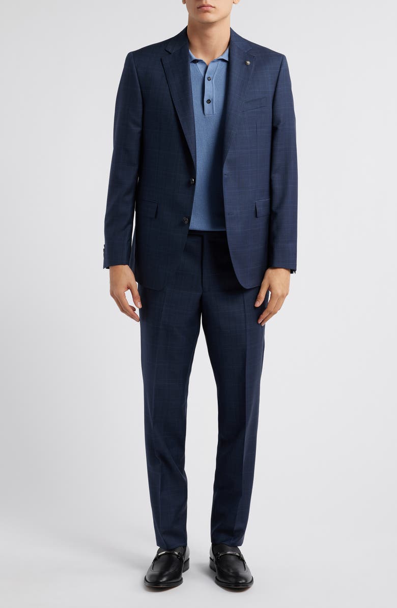 Jack Victor Esprit Check Wool Suit, Main, color, Navy