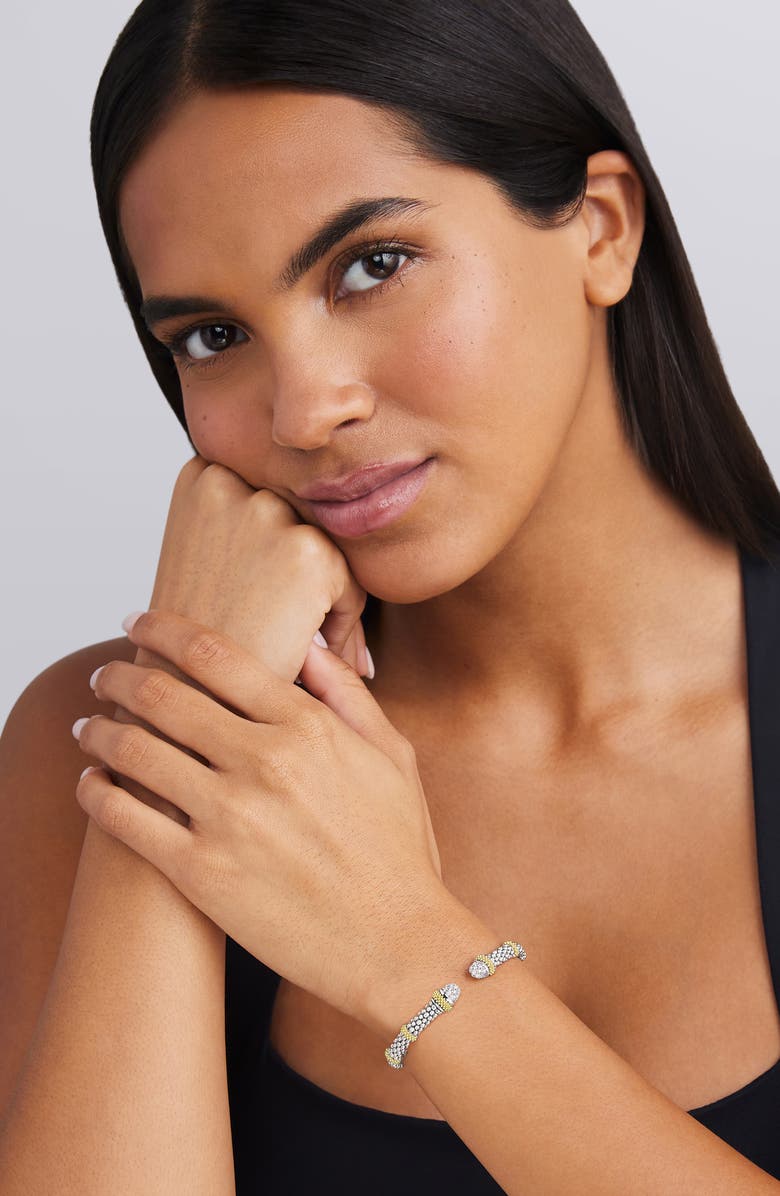 LAGOS Caviar Lux 2-Tone Caviar Diamond Versa Torque Bracelet, Alternate, color, Two Tone