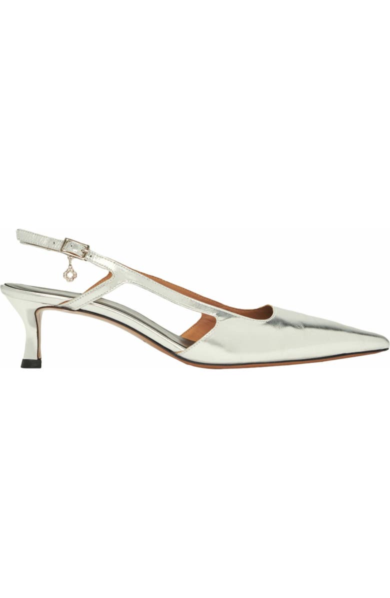 maje Silver leather strappy heels, Main, color, Silver