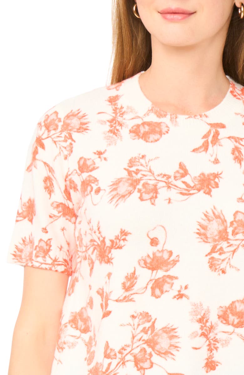 Ted Baker Floral Short Sleeve Sweater, Alternate, color, New Ivory