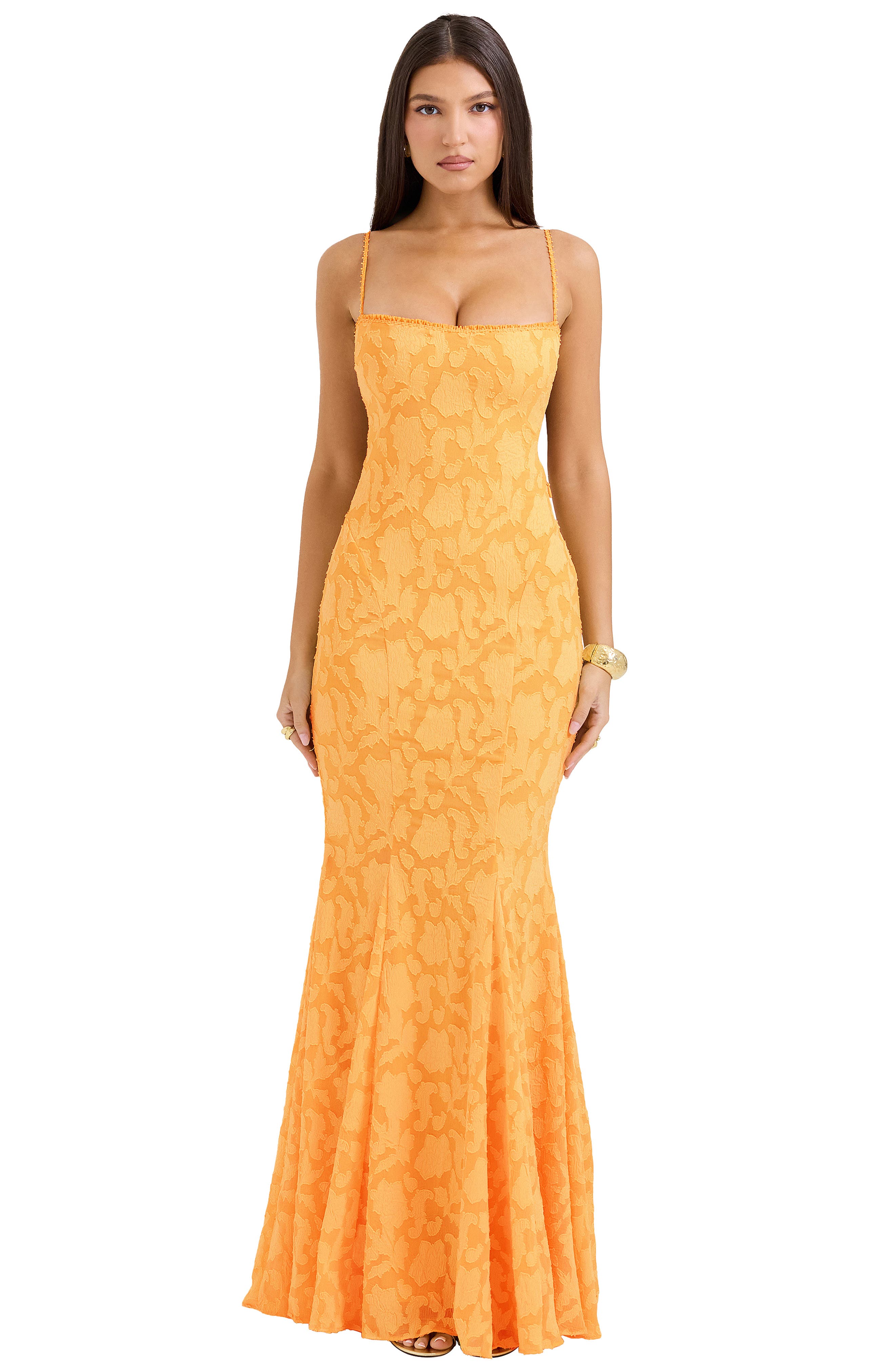 mustard oriental satin bandeau lace up back bodycon dress Petal Bandeau Lace Up Long Dress
