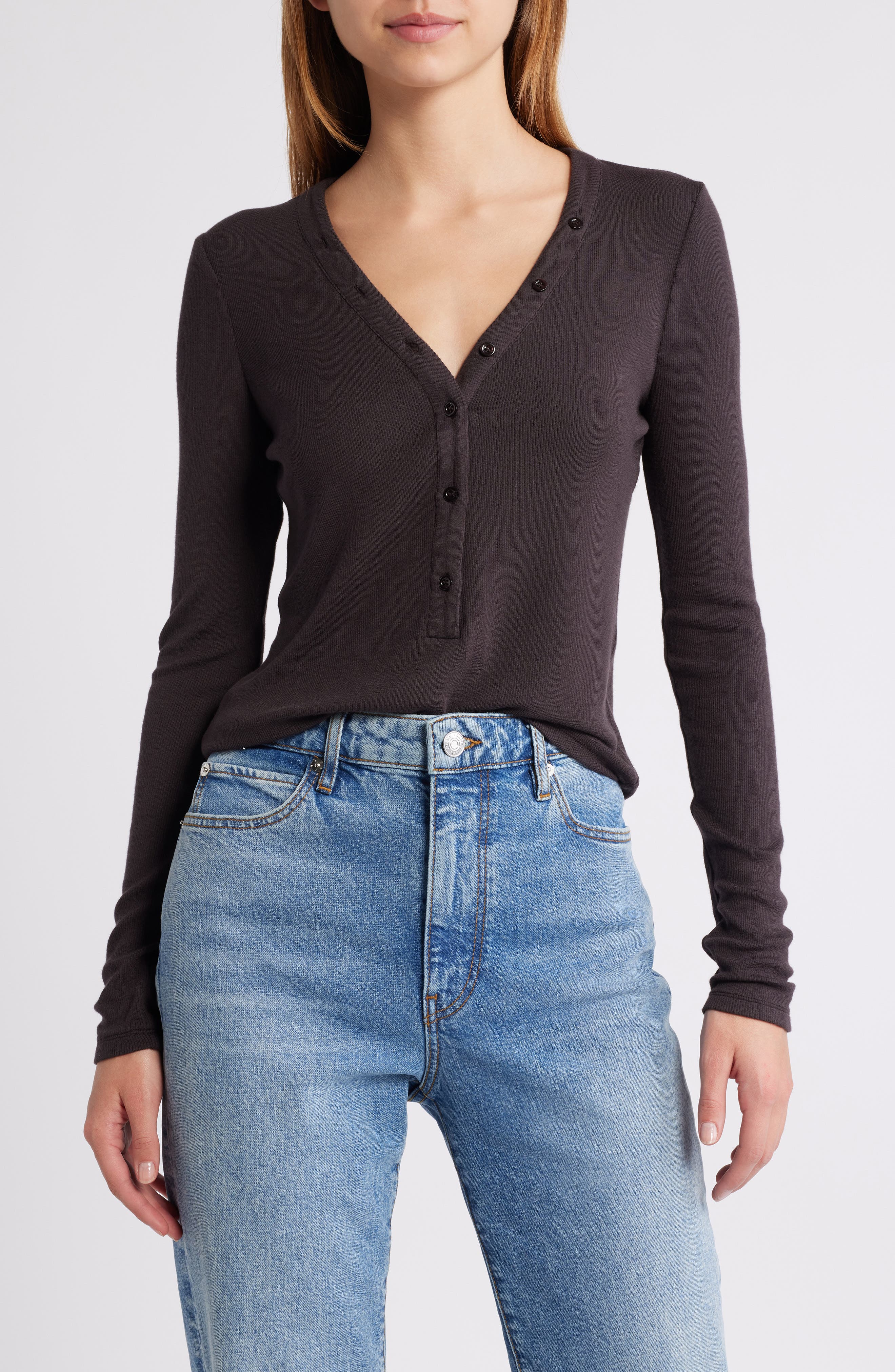 FRAME Slinky Henley Top