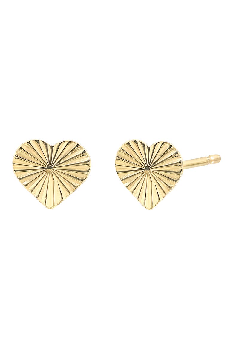 14K Gold Heart Stud Earrings, Main, color, YELLOW