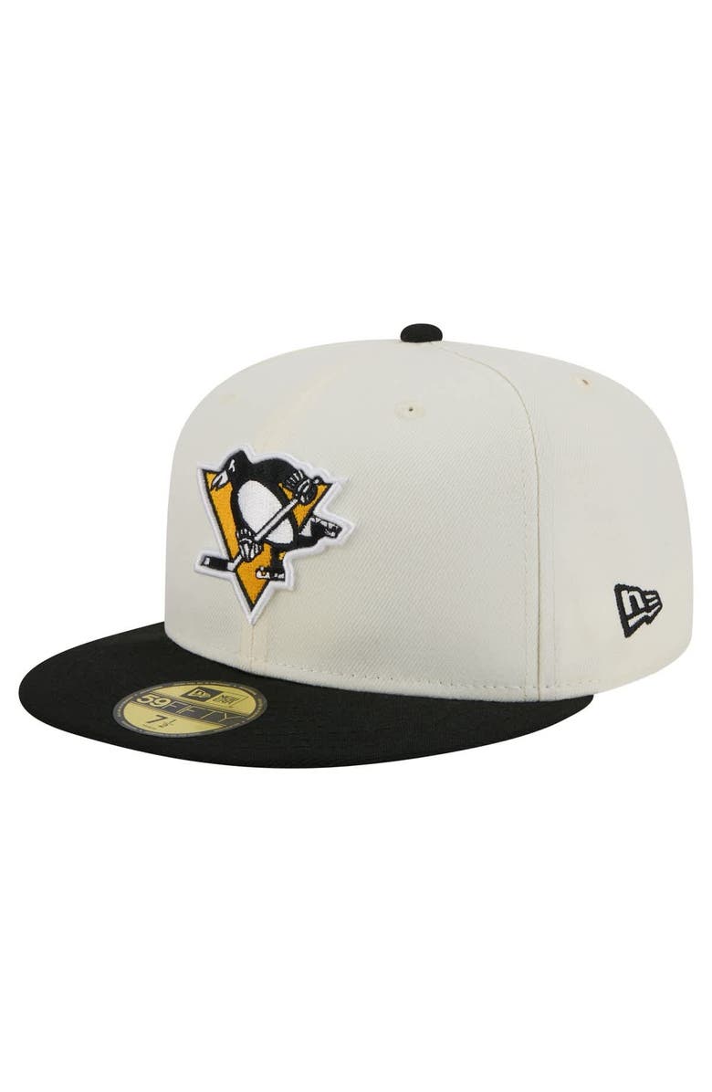 New Era Men's New Era  White Pittsburgh Penguins Chrome Two-Toned 59FIFTY Fitted Hat, Alternate, color, Cream