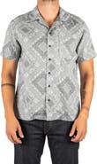 HIROSHI KATO The Wrench Waffle Bandana Print Short Sleeve Button-Up Camp Shirt