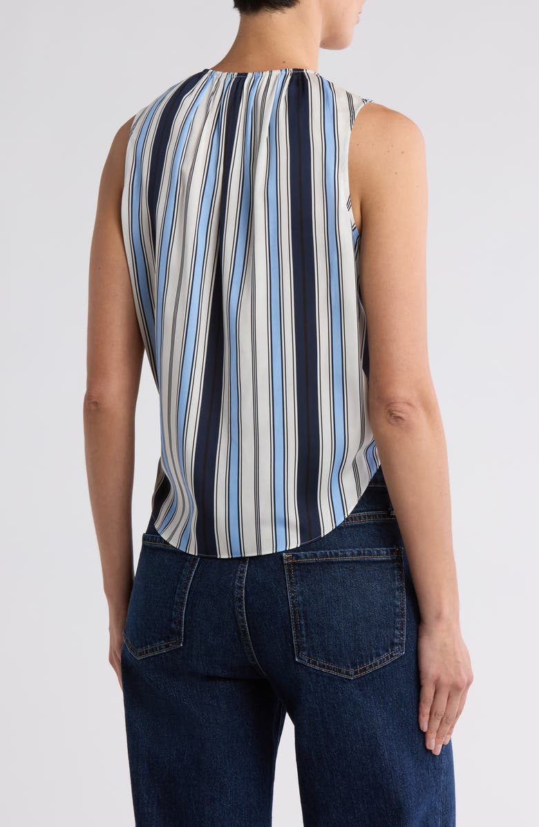 Veronica Beard Rahi Stripe Sleeveless Top, Alternate, color, Off White/ Blue Stripe Print