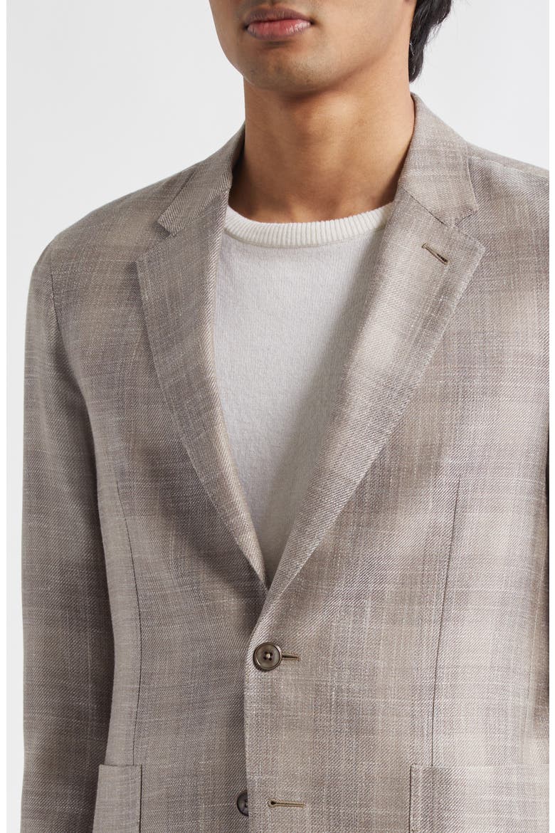 Fairway Crossover Plaid Wool, Silk & Linen Sport Coat, Alternate, color, MEDIUM BROWN