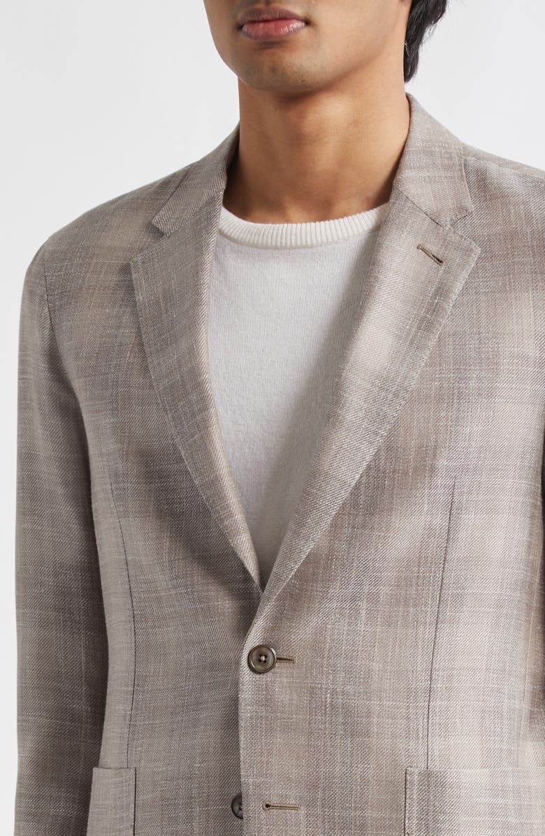 ZEGNA Fairway Crossover Plaid Wool, Silk & Linen Sport Coat, Alternate, color, Medium Brown