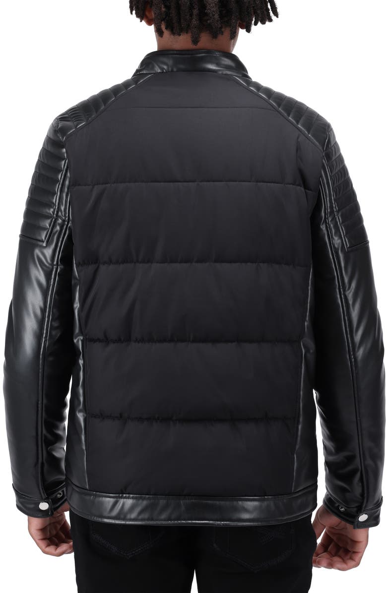 XRAY Faux Leather Quilted Moto Jacket, Alternate, color, Black