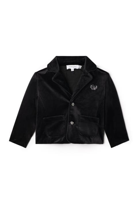Crest Embroidered Woven Jacket - Youth, 82% Polyester 18% Spandex - Long Sleeve, Button Closure, Two Front Pockets