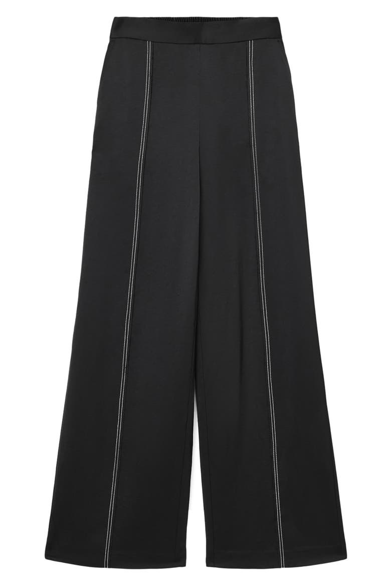 Theah Topstitch Wide Leg Pants, Alternate, color, BLACK