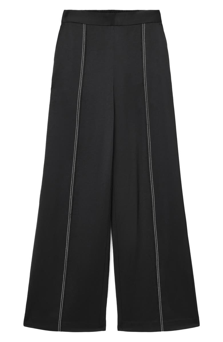 AllSaints Theah Topstitch Wide Leg Pants, Alternate, color, Black