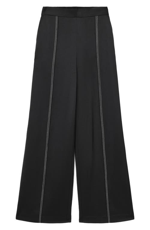 Allsaints Theah Topstitch Wide Leg Pants In Black