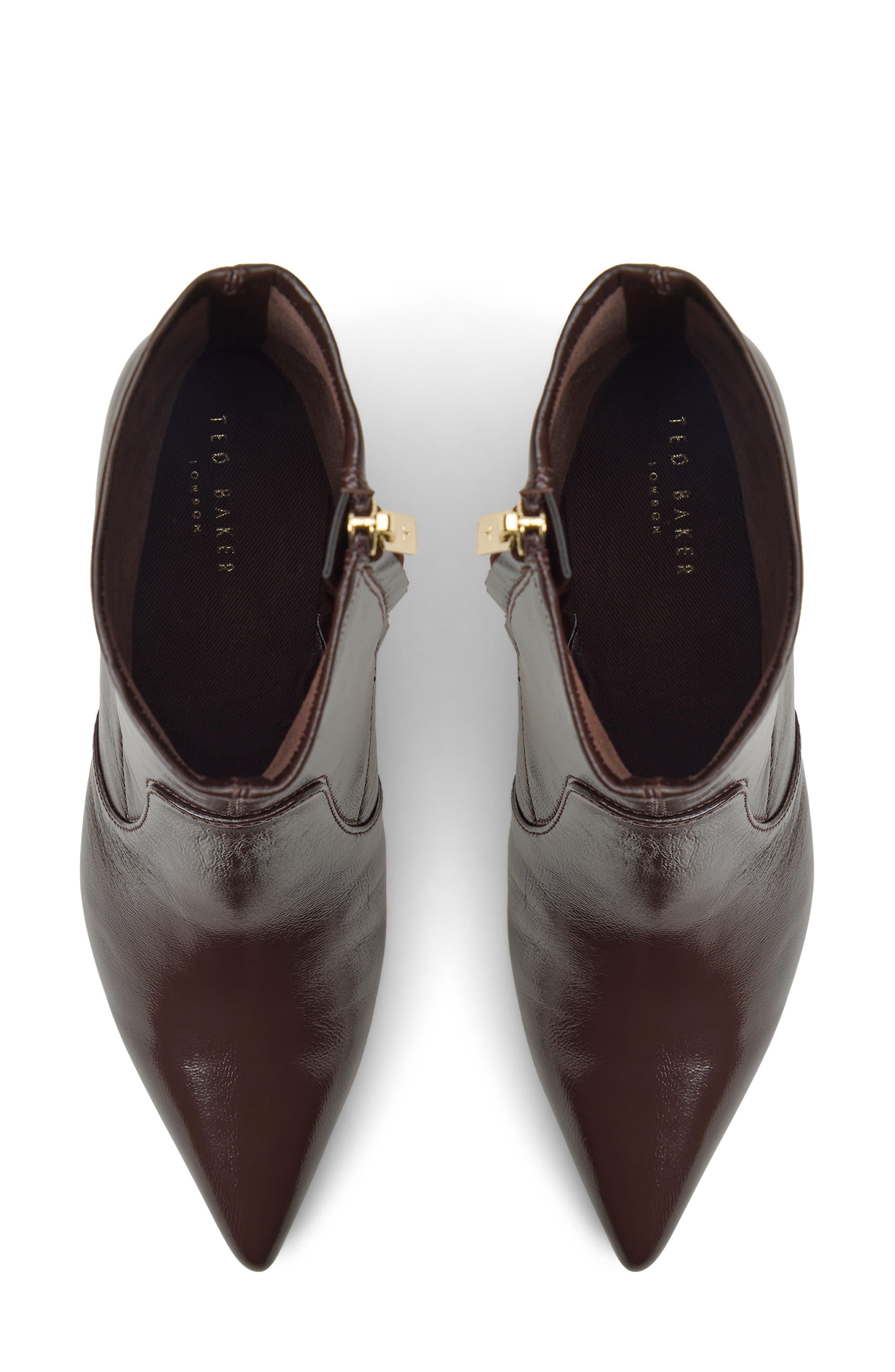Stretch Leather Bootie, Alternate, color, DARK BROWN