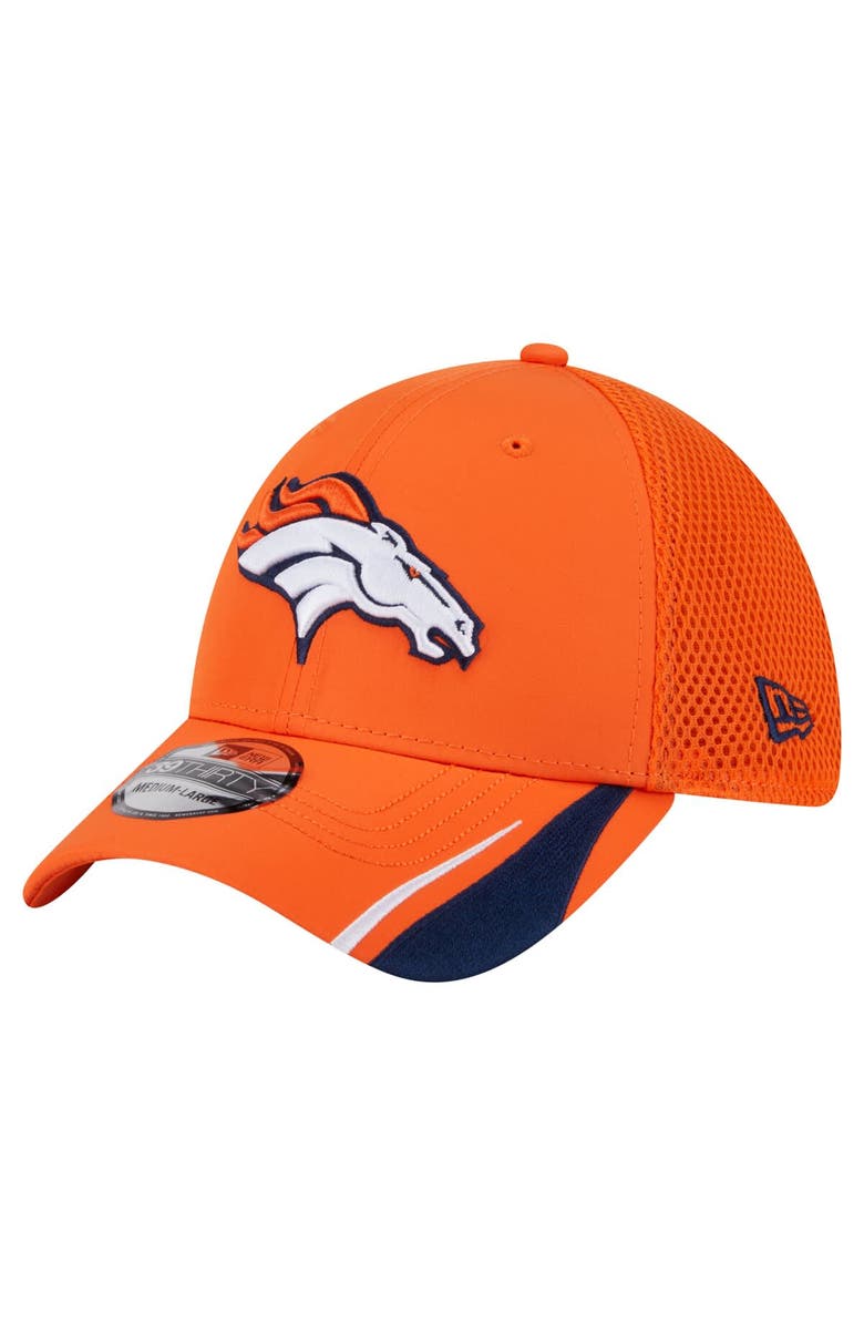 New Era Men's New Era Orange Denver Broncos Game Day Linear 39THIRTY Flex Hat, Alternate, color,