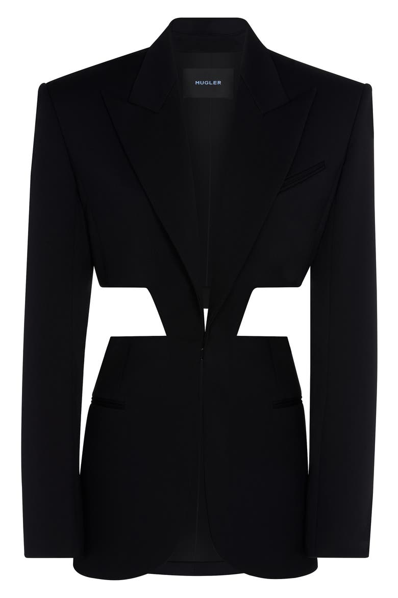Cutout Wool Jacket, Alternate, color, BLACK