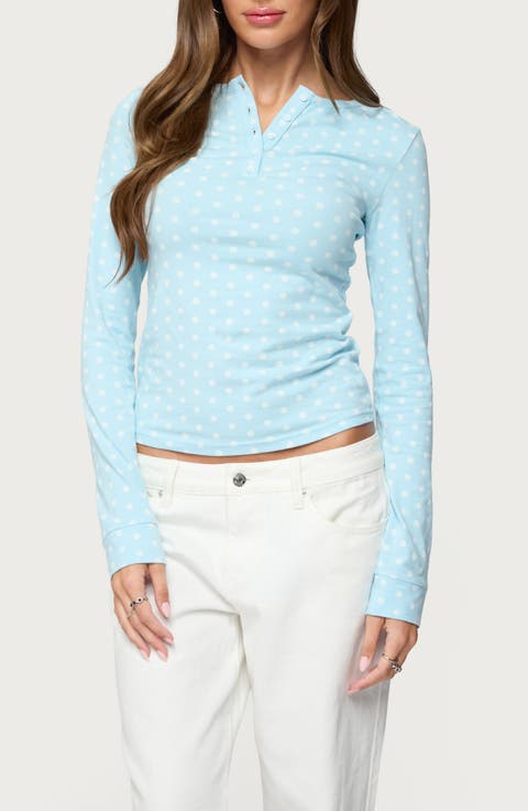 Keana Dot Crop Henley Top