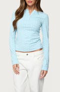EDIKTED Keana Dot Crop Henley Top