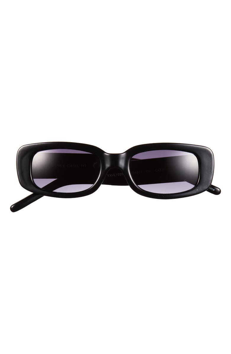 Vince Camuto 117mm Gradient Rectangular Sunglasses, Main, color, Black