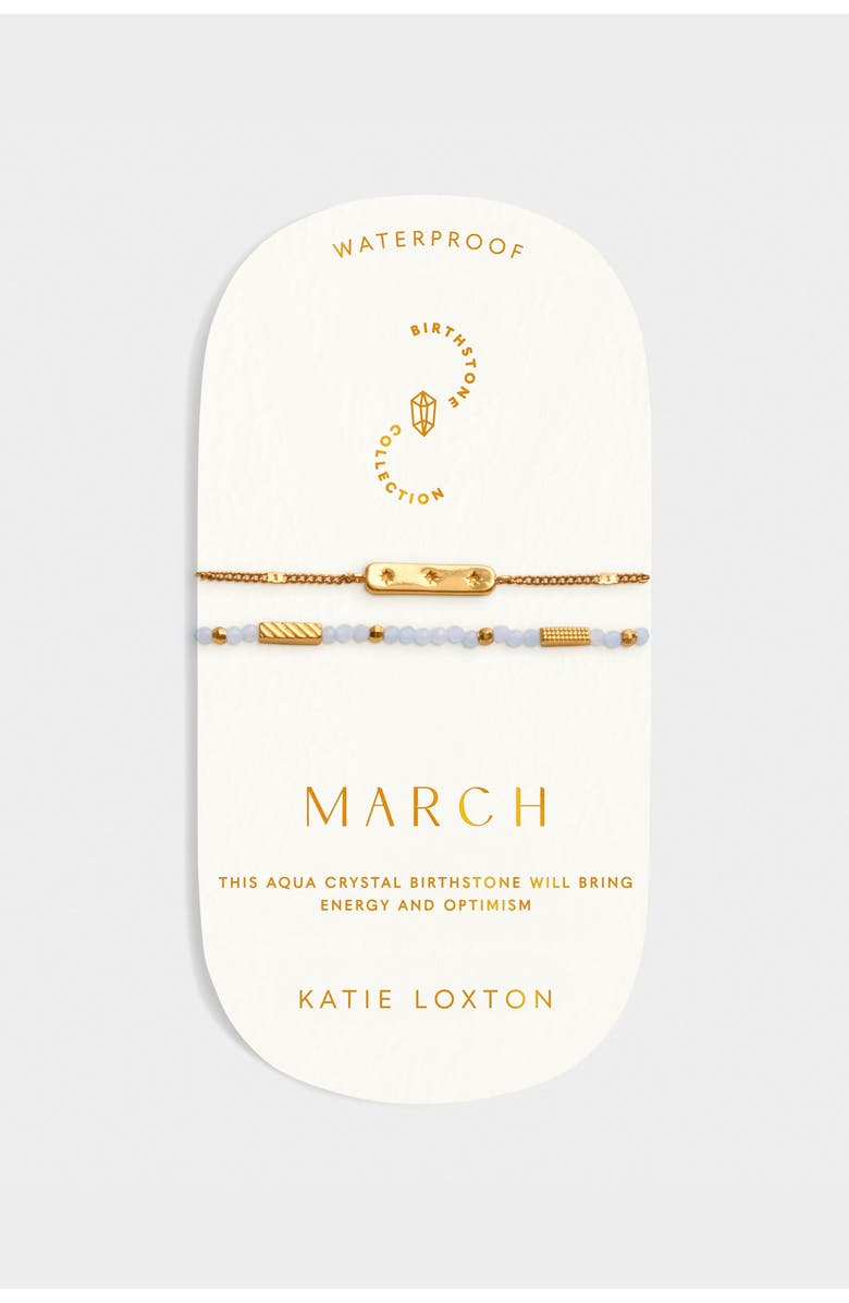 Katie Loxton Birthstone Bracelet 'March' in Aqua Crystal, Alternate, color, March