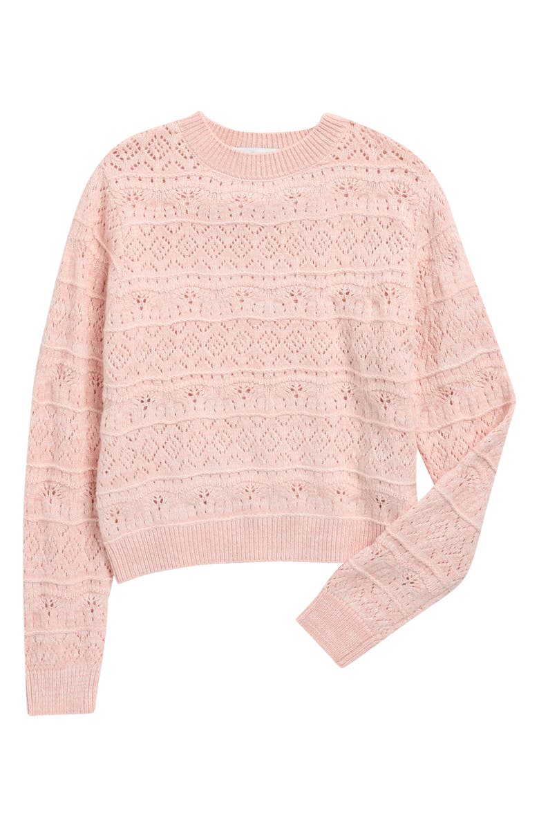 Vigoss Kids' Pointelle Knit Sweater, Main, color, Blush