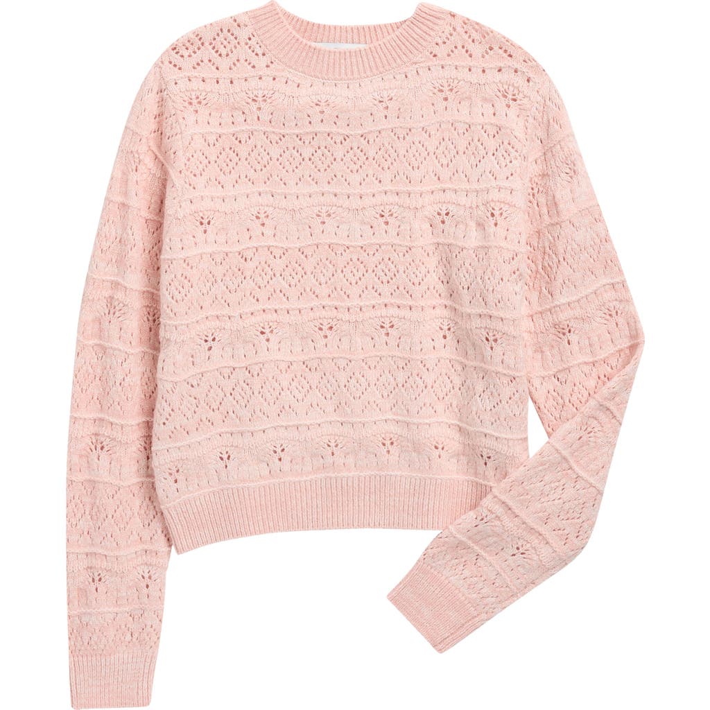 Vigoss Kids' Pointelle Knit Sweater In Brown