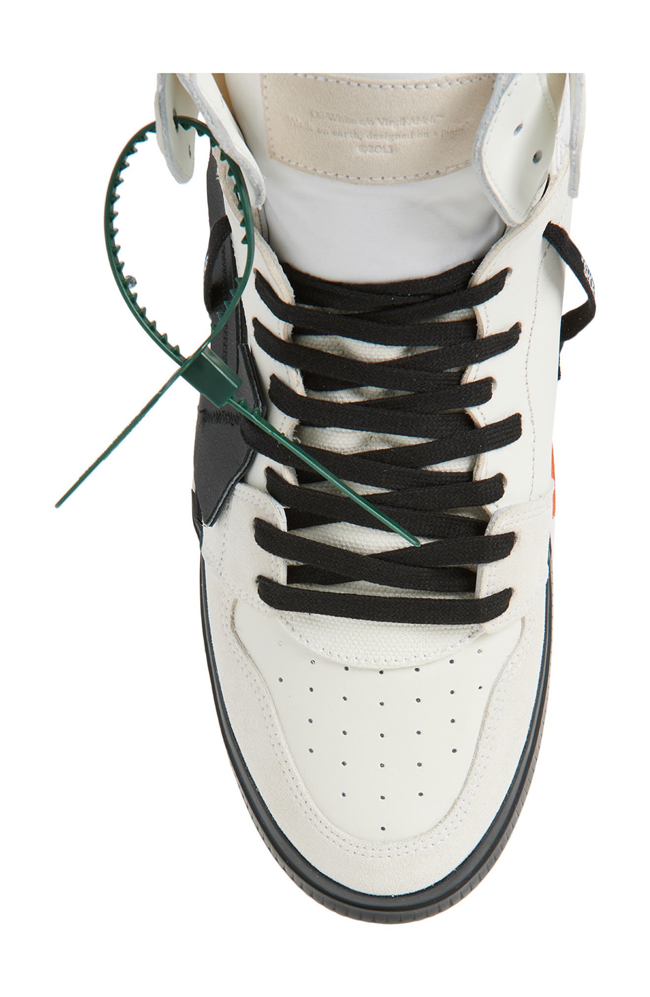 Off-White High Top Vulcanized Leather Sneaker, Alternate, color, 