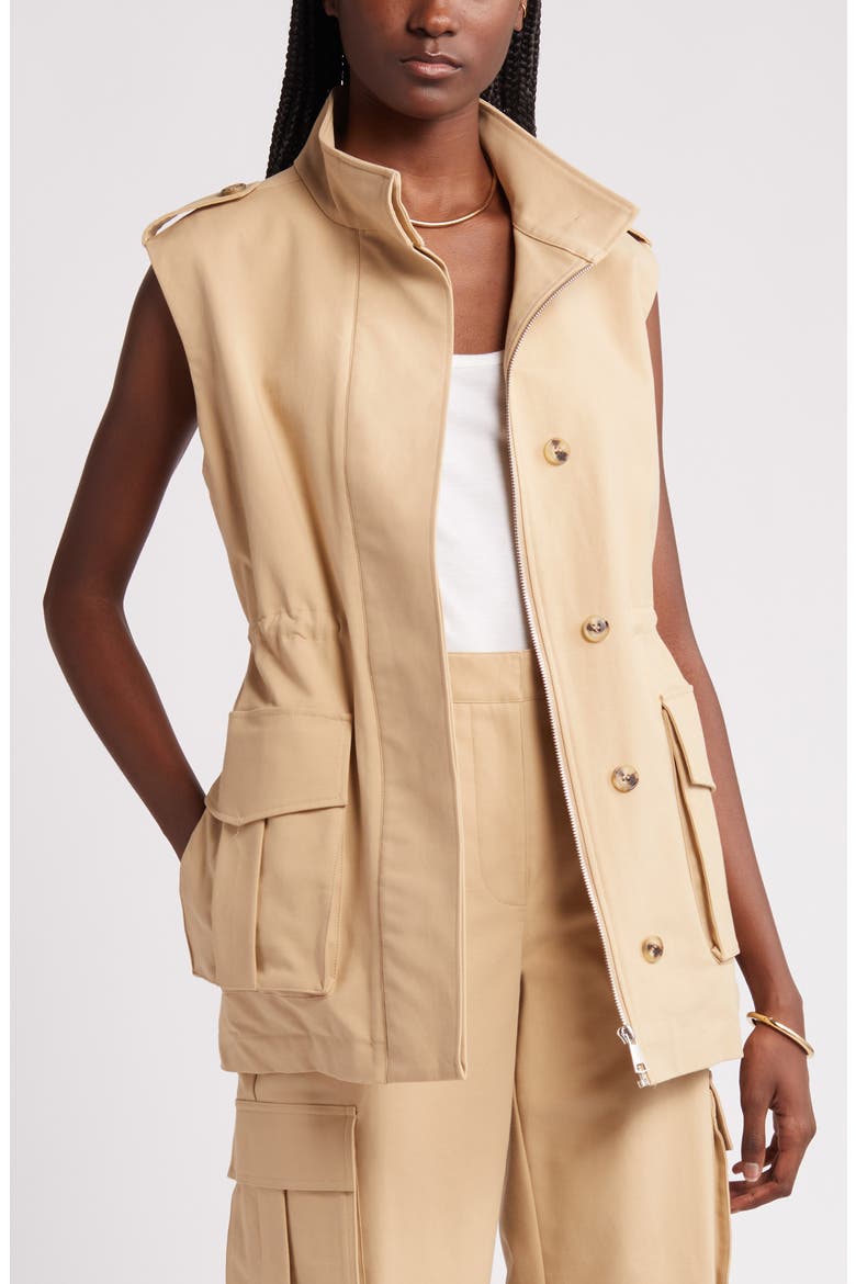 Cotton Utility Vest, Main, color, TAN TRAVERTINE