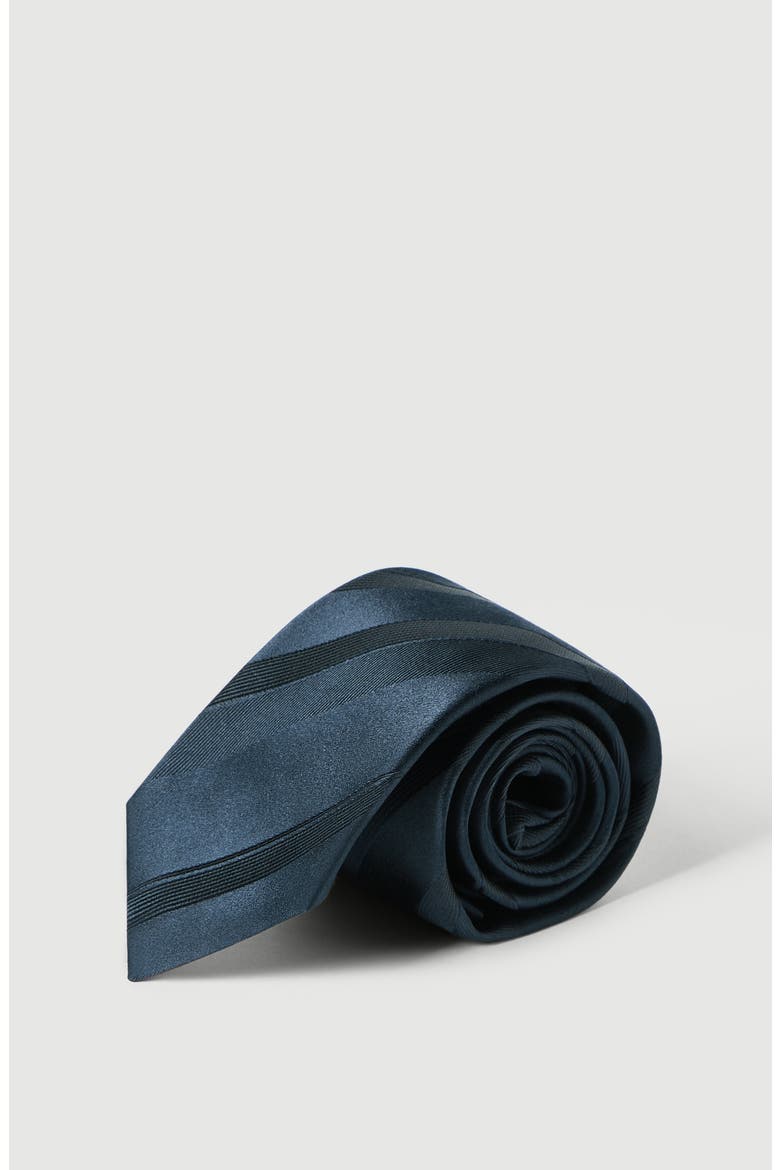 Regimental stripe silk tie, Alternate, color, Navy Blue