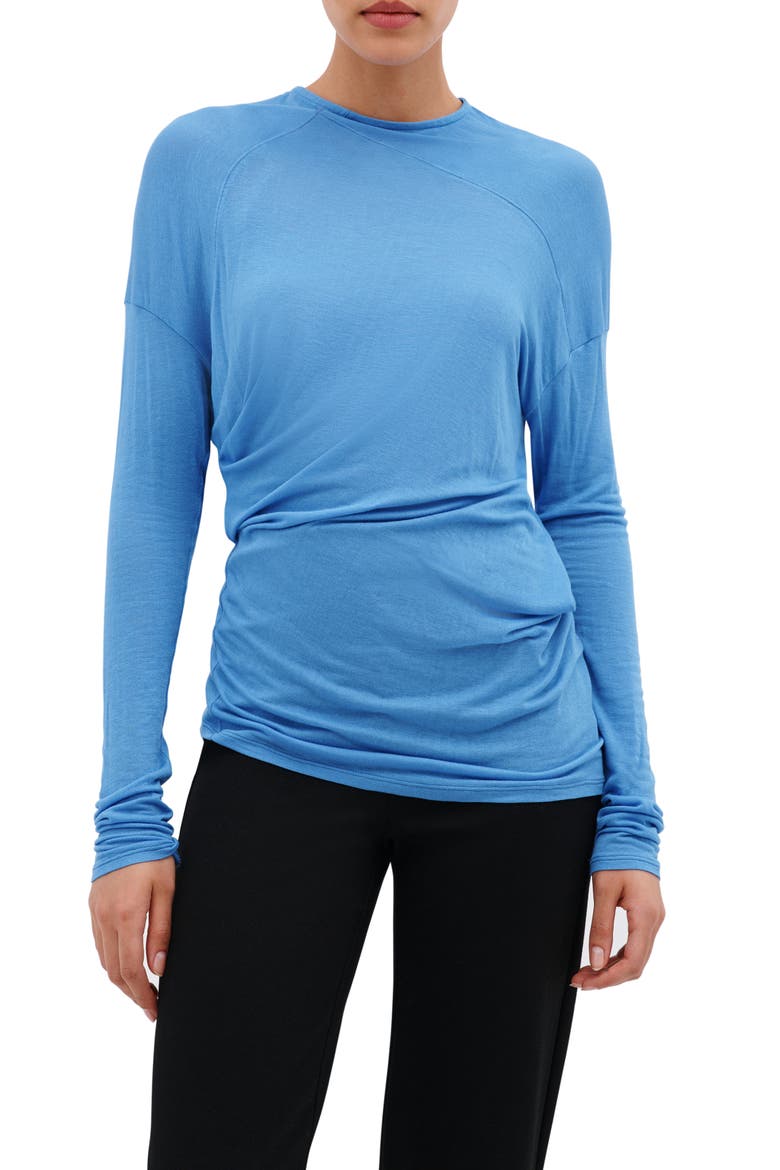 Sydney Gathered Top, Main, color, SKY BLUE