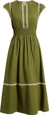 Anne Klein Scallop Cap Sleeve Midi Dress