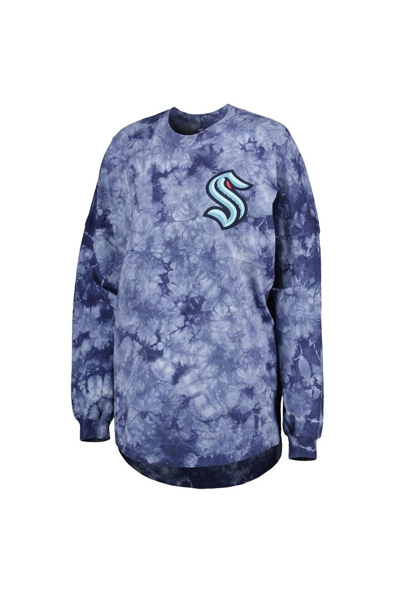 Women's Fanatics Branded Deep Sea Blue Seattle Kraken Crystal-Dye Long Sleeve T-Shirt, Alternate, color, Navy