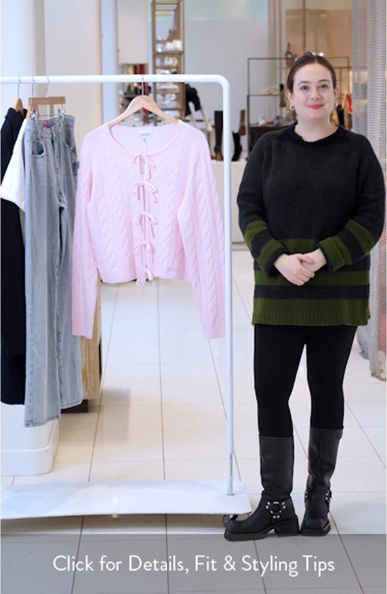 Front Tie Merino Wool & Cashmere Cable Cardigan, sales video thumbnail