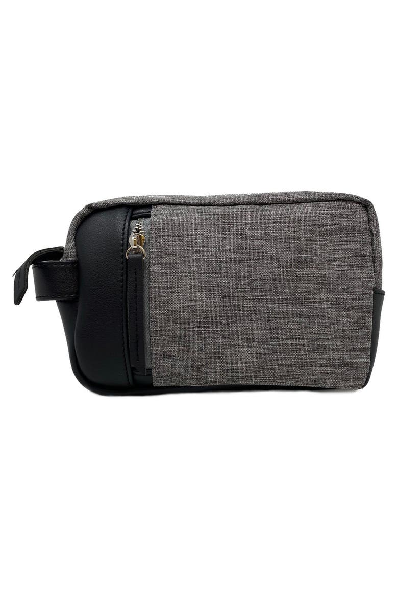 Heather Gray Toiletry Bag with Vegan Leather Trim, Main, color, Grey
