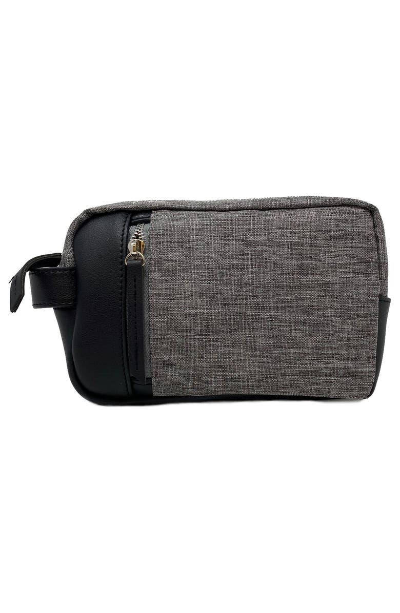 Youzey Heather Gray Toiletry Bag with Vegan Leather Trim, Main, color, Grey