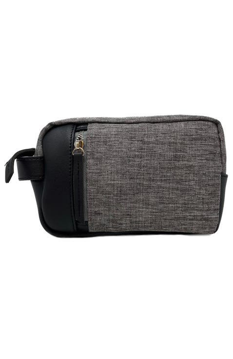 Heather Gray Toiletry Bag with Vegan Leather Trim
