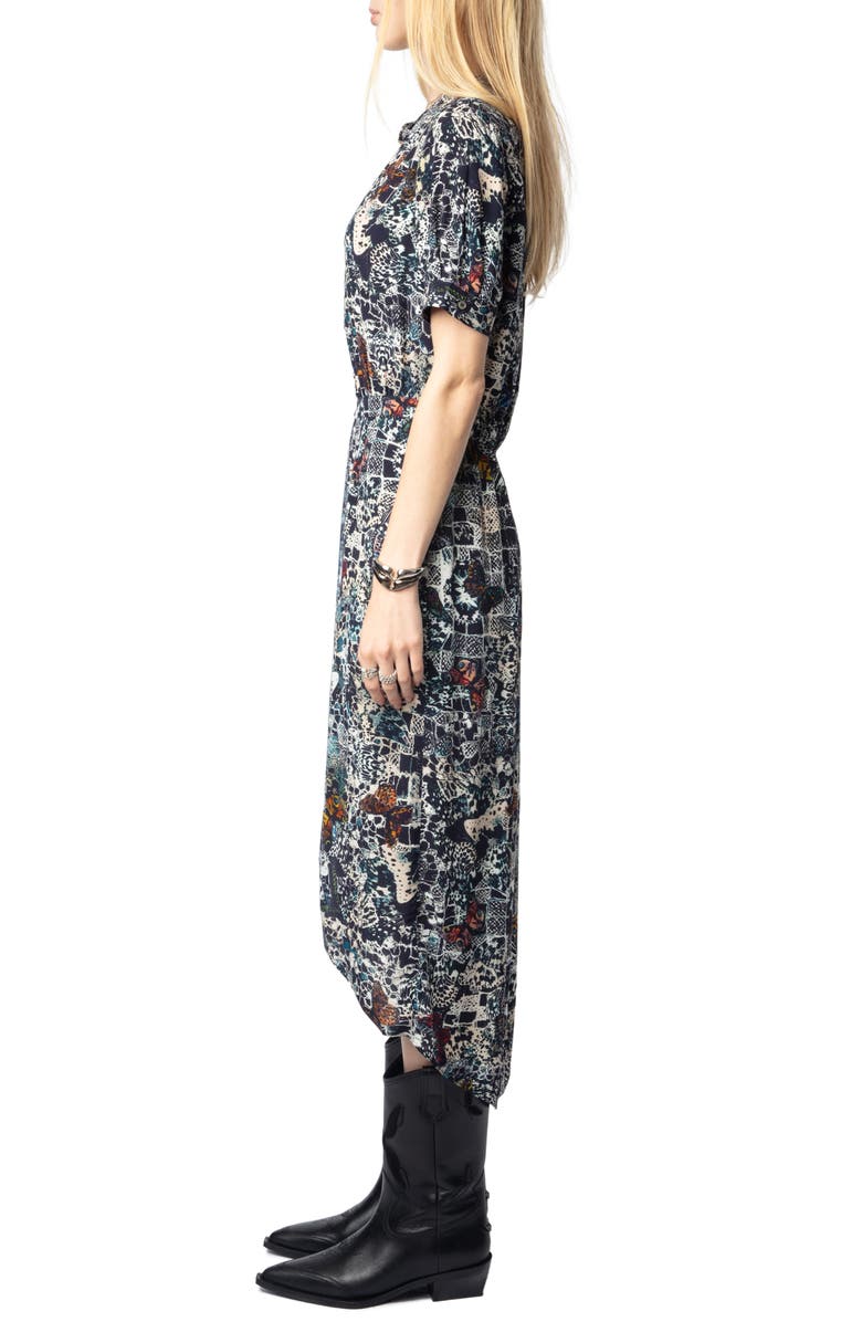 Zadig & Voltaire Rimaz Soft Butterflies Short Sleeve Shirtdress, Alternate, color,