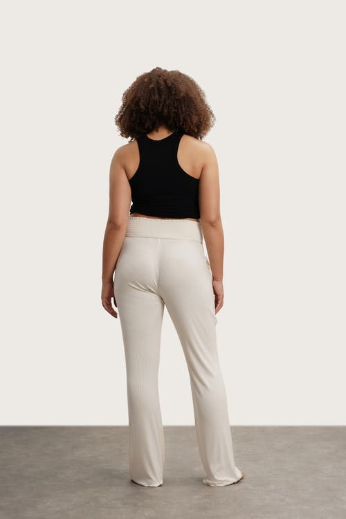 Nom Maternity Supersoft Rib Wide Leg Maternity Pants In White