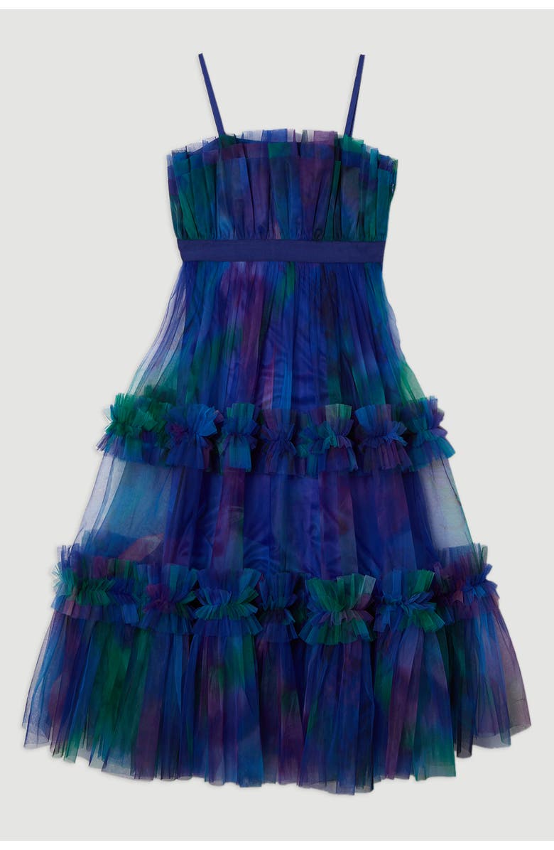 Karen Millen Dark Floral Bandeau Midi Dress, Alternate, color, Blue