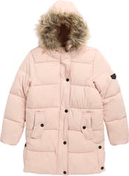 Sam Edelman Kids' Expedition Puffer Parka with Faur Fur Trim Hood