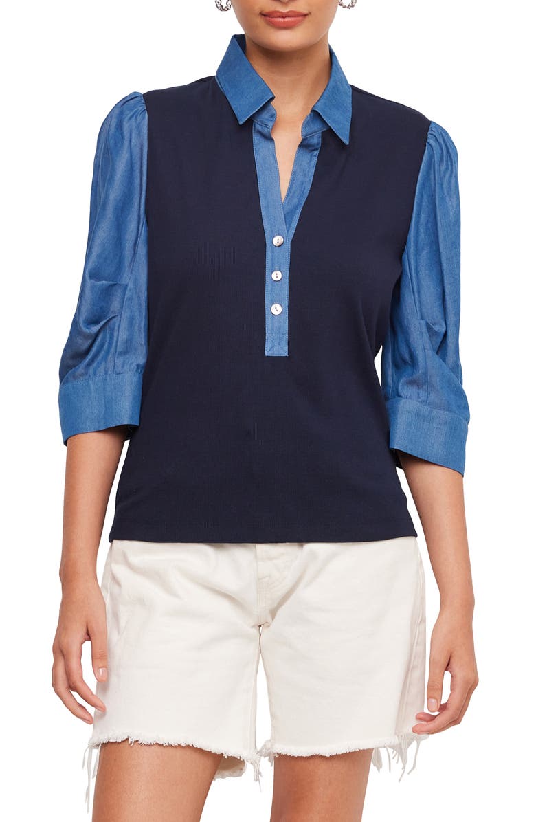 FIFTEEN TWENTY Camden Mixed Media Henley Top, Main, color,