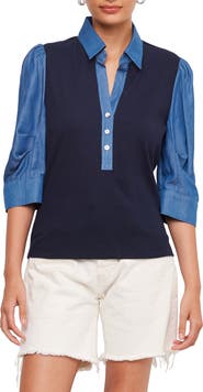 FIFTEEN TWENTY Camden Mixed Media Henley Top