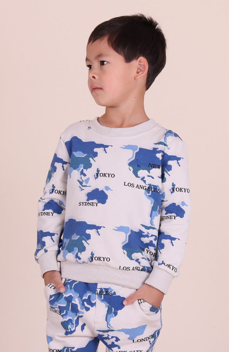 TINY TRIBE Kids' World Tour Cotton Sweatshirt, Alternate, color, Grey