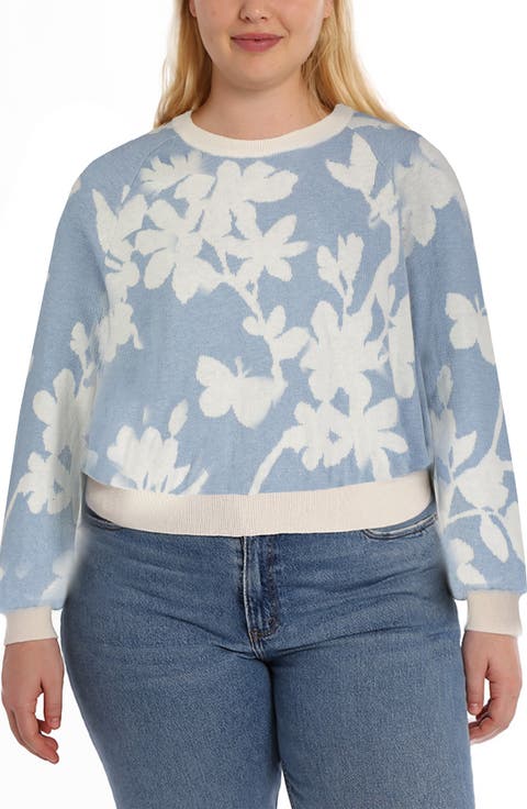 Floral Cotton & Cashmere Crewneck Sweater (Plus)