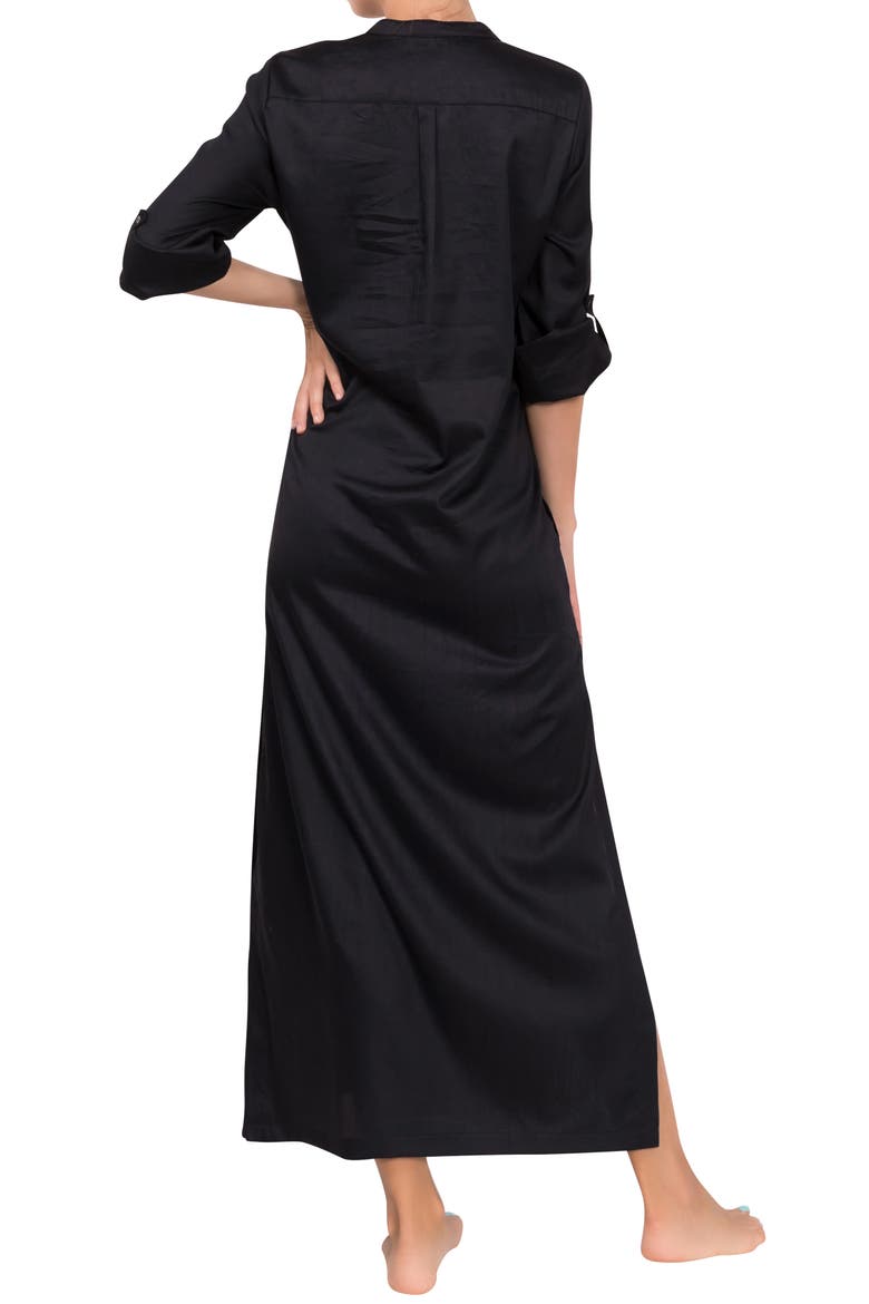 Tracey Cotton Caftan, Alternate, color, BLACK