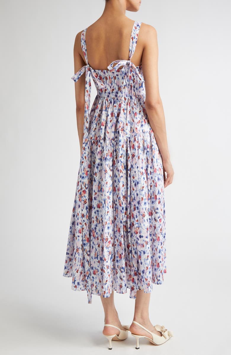 Erdem Strappy Fit & Flare Cotton Poplin Midi Dress, Alternate, color, Abstract Rose White